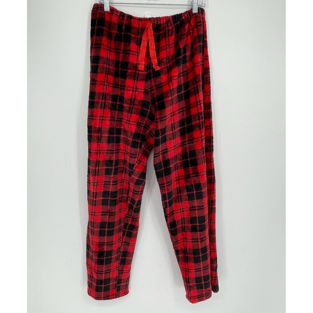 Fashion Nova Women's Red Plaid Fleece Holiday Lounge Pajama Pants Plus Size 1X